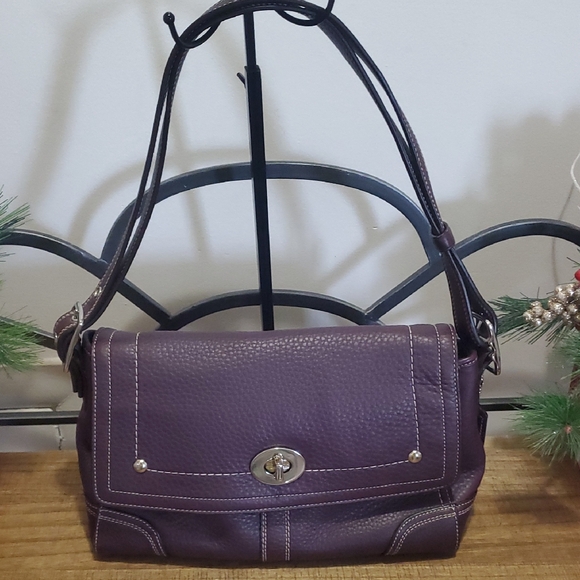 Coach Handbags - Coach Y2K Hamilton Turnlock Purple Shoulder Bag, Adjustable Strap